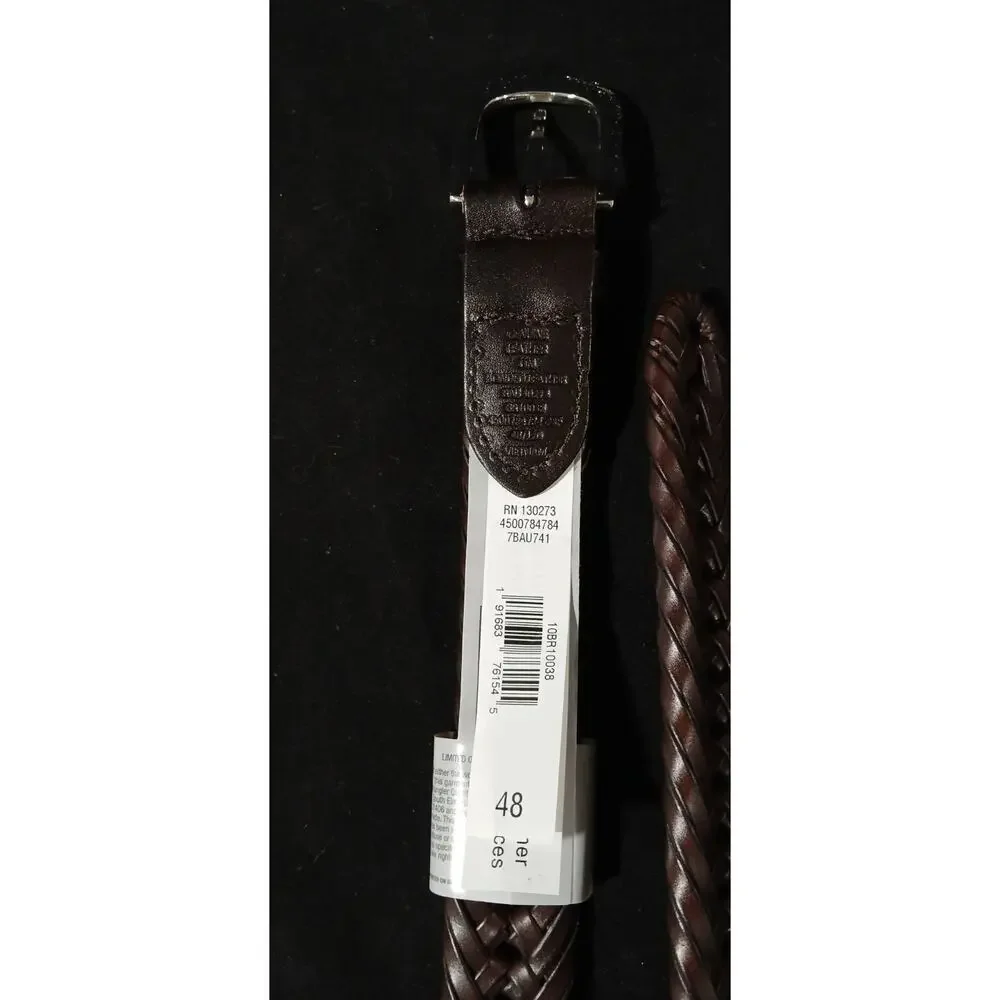 Wrangler Leather Braided Belt Size 48 Bonded Leather Dark Brown Chestnut